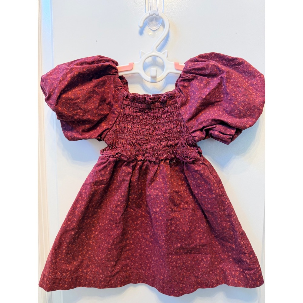 Hope & Henry Floral Smocked Puff Sleeve Organic Cotton Dress 12-18 Months